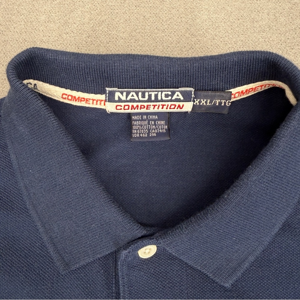 90s Nautica Competition Polo XXL Flag Shirt Colorblock HipHop Y2K Streetwear USA - Picture 8 of 15